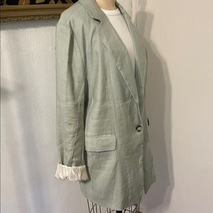 NWT Maeve Anthropologie Light Ceylon Green Linen classic Blazer